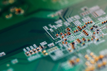 Obraz premium Electronic circuit board close up.