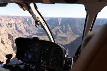 Fototapeta na wymiar Helicopter ride grand canyon epic view above dashboard