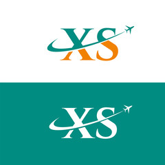 Letter XS Air Travel Logo Design Template