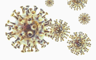 Corona virus, MERS virus, Meadle-East Respiratory Syndrome, 3D illustration