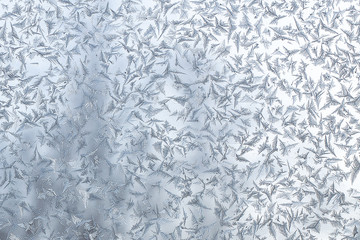 Beautiful Closeup Winter Window Pane Coated Shiny Icy Frost Patterns