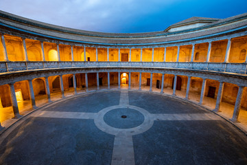 Granada, Spain - Upper level of the Palace of Carlos V at the Alhambra in Granada, Spain