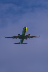 Close view to landing passenger jet