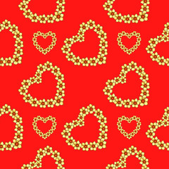 seamless floral pattern heart red background