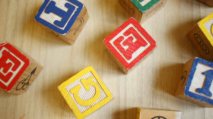 The wooden block toy for kid.