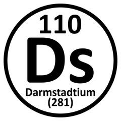 Periodic table element darmstadtium icon.