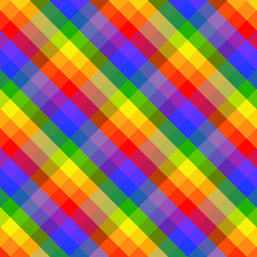 LGBT rainbow colored flag, plaid background, pride symbol, seamless tartan pattern, colorful stripes © Len0r