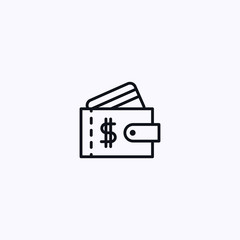 Wallet icon with a dollar from which a bank card comes out