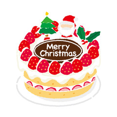 イチゴのクリスマスケーキのイラスト