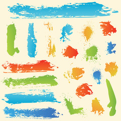 Set of Grunge Brushes and Paint Banners. Cool colorful graffiti design illustration