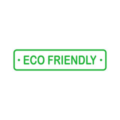 Eco friendly green rectangle badge. Design element for packaging design and promotional material. Vector illustration.