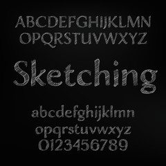 Vector illustration of a chalk sketched text