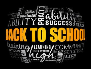 Back to School word cloud collage, education concept background