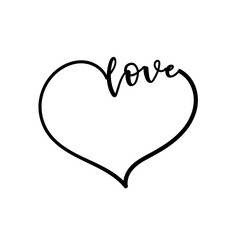 Drawn heart symbol with the inscription - love. On a white background for Valentine's Day.