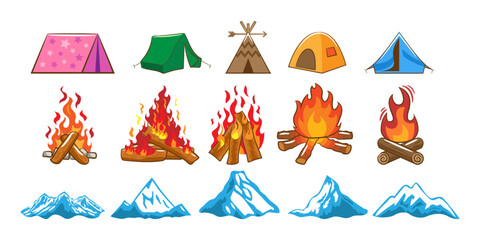 camping vector set collection graphic clipart design