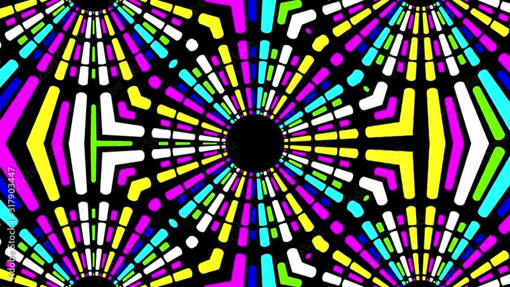 Poster kaleidoscope colors circles background loop