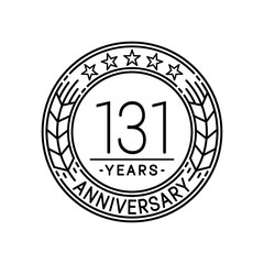 131 years anniversary logo template. 131st line art vector and illustration.