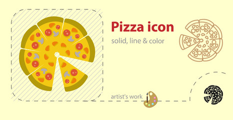 pizza flat, solid, line icon