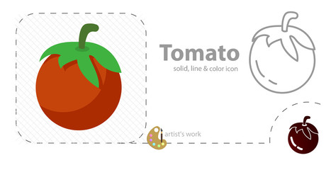 tomato flat, solid, line icon