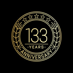 Fototapeta premium 133 years anniversary logo template. 133rd line art vector and illustration.