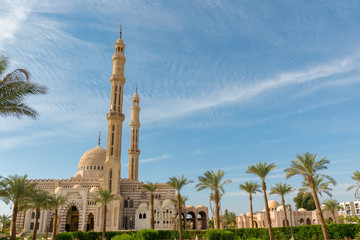 Naklejka premium One of the main mosques in touristic city of Sharm el Sheikh, Egypt. Islamic faith concept