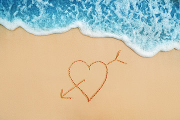 Background  of Soft Blue Ocean Wave On Sandy Beach.
