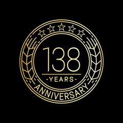 138 years anniversary logo template. 138th line art vector and illustration.