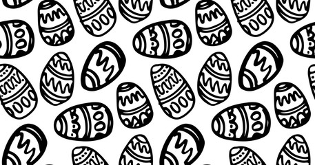 Funny easter egg hand drawn doodle patter background texture fabric.