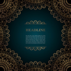 Luxury background with golden ornamental frame for greeting card, invitation or announcement