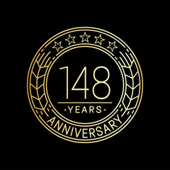 148 years anniversary logo template. 148th line art vector and illustration.