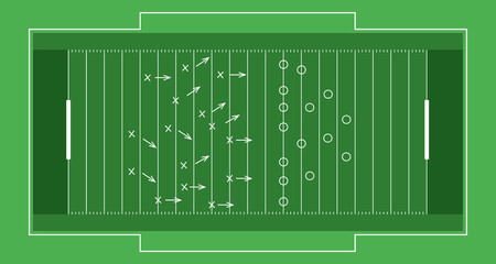 Vector flat rugby field. Sport vector illustration.