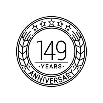 149 years anniversary logo template. 149th line art vector and illustration.