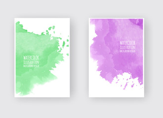 Set of cards with watercolor blots. Vector illustration eps 10
