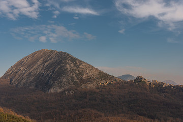 Landscapes of Molise. Rocchetta al Volturno. Medieval village of Rocchetta Alta. View from the...