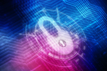 2d illustration Safety concept: Closed Padlock on digital background