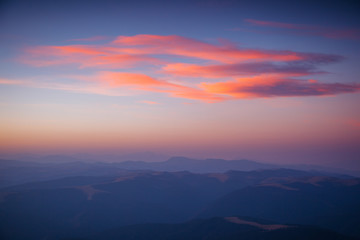 Fantastic colorful sunset with cloudy sky.