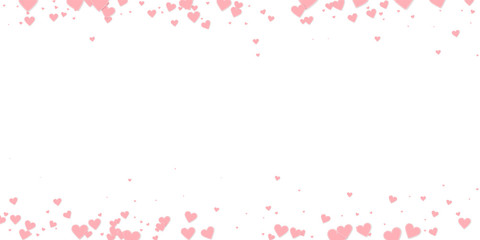 Pink heart love confettis. Valentine's day border 
