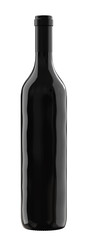 Black Glass Bottle of Grappa, Vodka or Wine. 3D Render Isolated on White.