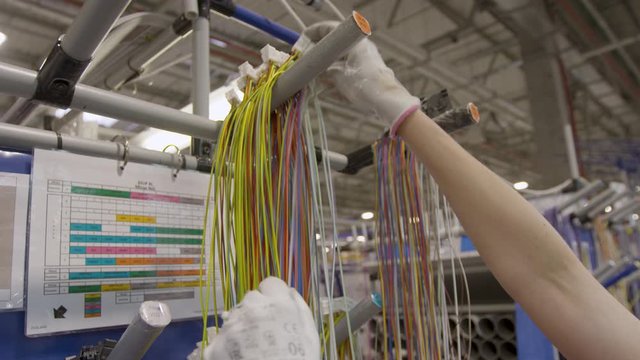 car cable manufacturing plant, cable closeup