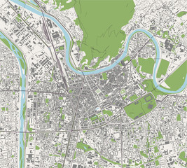 Obraz premium map of the city of Grenoble, Isere, Auvergne-Rhone-Alpes, France