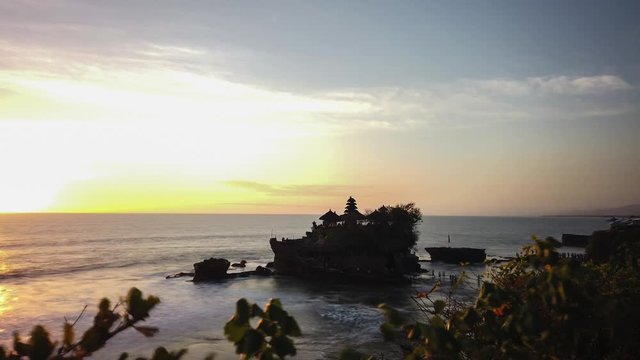 Tanah lot temple sunset time lapse in Bali Indonesia