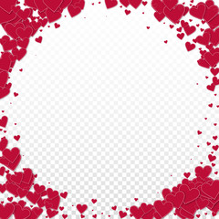 Red heart love confettis. Valentine's day vignette