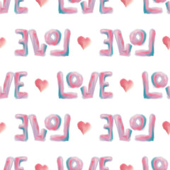 Love and hearts. Valentine's day seamless pattern on a white background.