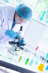 Asian woman scientist, researcher, technician, or student conducted research in laboratory