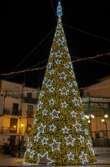Isernia, Molise, Italy.  Christmas holidays 2019. The Christmas tree set up in the historic center...