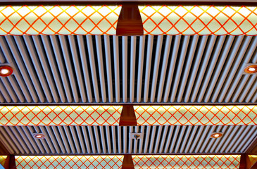 Modern design linear ceiling lights or lamp inside cruiseship or cruise ship liner interior