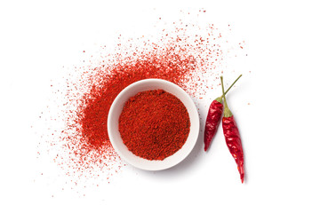 Red hot chilli powder and pod pepper for tasty cooking