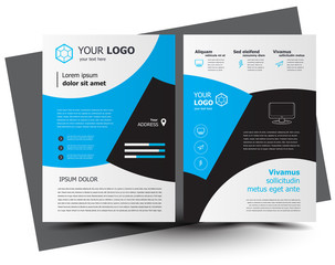 Flyer brochure design, business flyer size A4 template, creative leaflet, trend cover geometric blue color