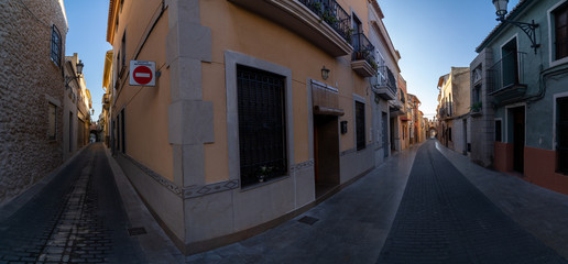 Panoramic view of the streets leading to the medieval Valencia and Batera gates in Benisano Spain