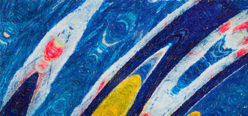 Modern painting wall art decor. Abstract drawing background. Design artwork. Brush strokes on canvas. Artistic pattern. Creative fashion print. Good as psychedelic poster. Surreal graphic abstraction.